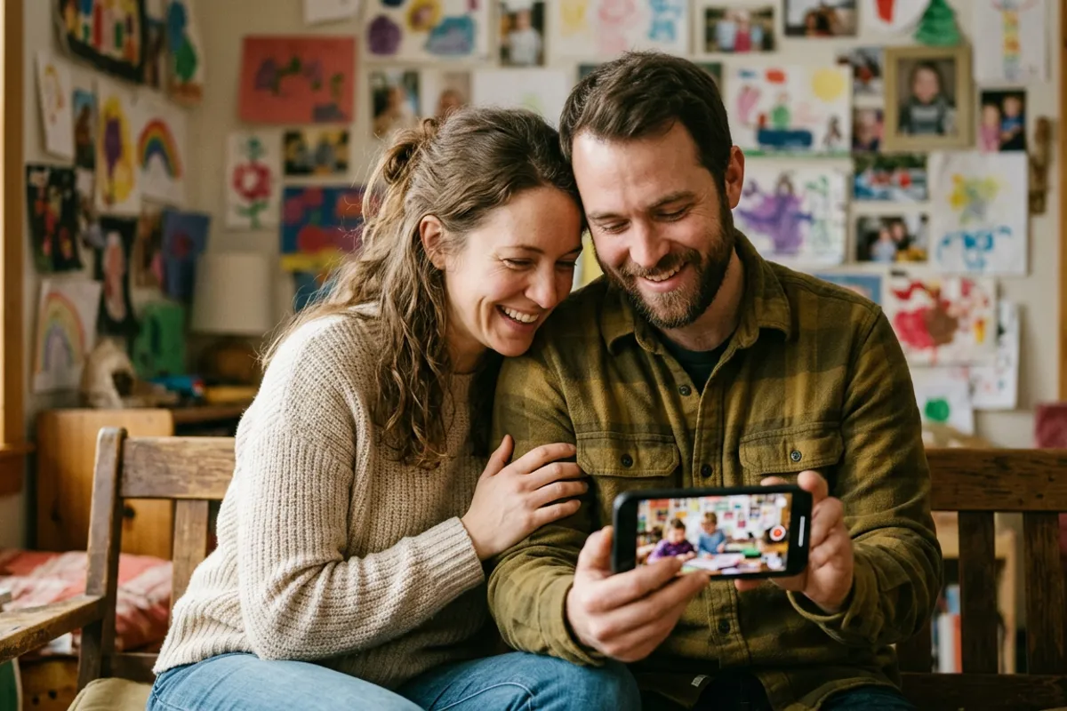 Stories AR mobile dashboard with a list of AR photos for a kindergarten album